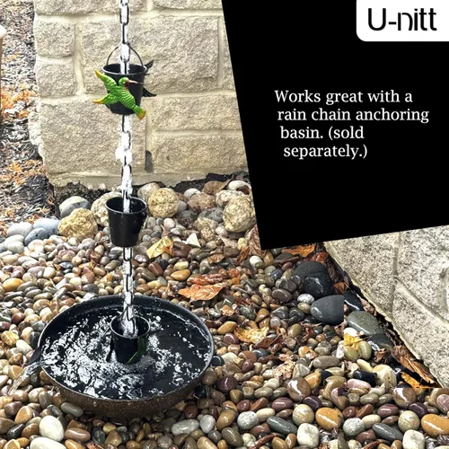 Miniatura 8 de U-nitt Cadena de lluvia para recolección de agua para canalones, recolector de agua de lluvia y desviador, cadenas de 8.5 pies para jardín exterior