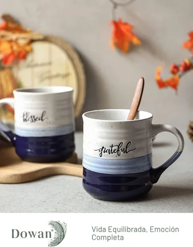 Miniatura 2 de DOWAN Tazas de café de 20 oz, tazas grandes con las palabras Bendito Agradecido, taza de café de porcelana, regalos de agradecimiento para mamá