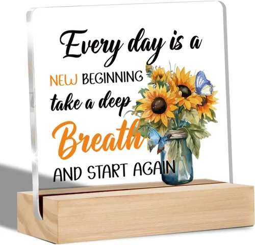 Regalos inspiradores para mujeres y hombres, girasol, decoración del hogar, citas positivas, escritorio de oficina, letreros decorativos, placas de