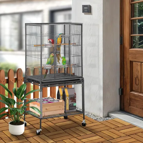 Miniatura 2 de SUPER DEAL Jaula grande de hierro forjado de 53 pulgadas para cacatúas, conure, periquitos, pinzones, Budgie, Lovebird Canary, casa mediana