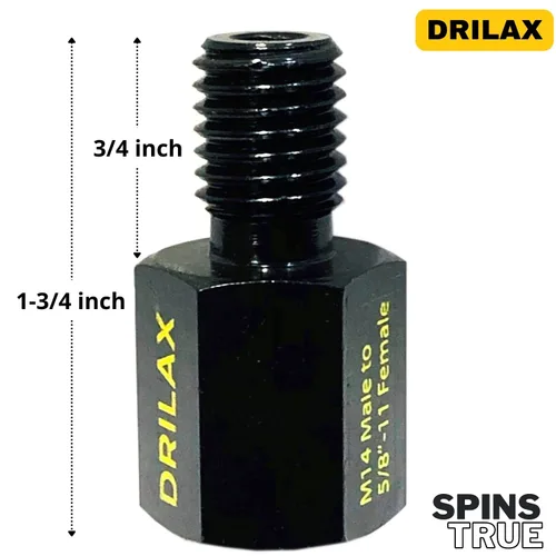 Miniatura 8 de Drilax Adaptador de amoladora angular M14 macho a 5/8-11 hembra, convertidor de rosca europeo a norteamericano para brocas de núcleo de diamante