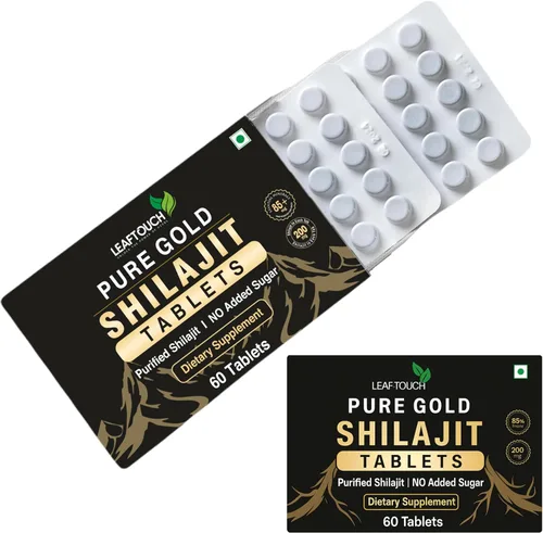 Pure Gold Shilajit Tablet | Tableta de gota seca | Más de 85 minerales traza procedentes de 10,000 pies | Probado en laboratorio para pureza | 120