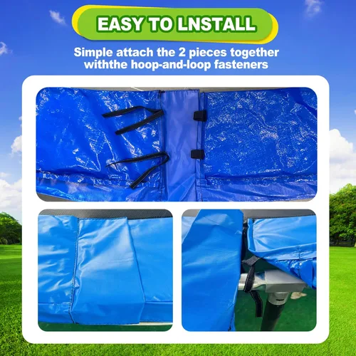 Miniatura 6 de Almohadilla para Trampolín, 10ft 12ft 14ft 15ft 16ft Almohadilla de Seguridad de Repuesto para Trampolín, Impermeable y Resistente al Desgarro Azul