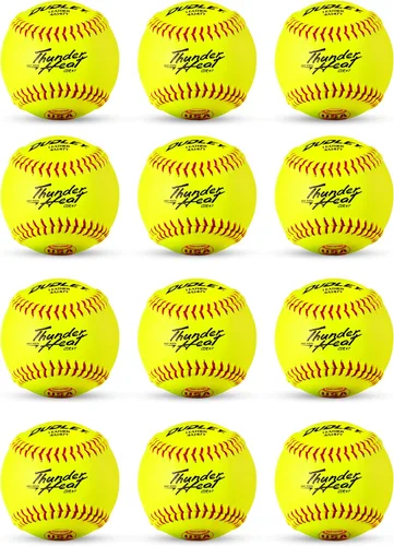 Miniatura 2 de Dudley Fastpitch Softballs Official USAB, USSSA, & NFHS Multiple 12 Count Options USASB - Thunder Heat - Funda de piel amarilla de 12