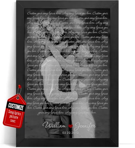 Miniatura 15 de VICILO Póster Enmarcado con Letras de Canción Personalizadas, Regalo para Padres, Acordes de Canción Perfectos, Pareja, 50° Aniversario de Boda