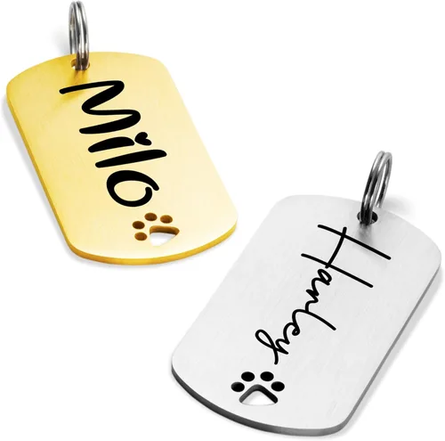 Miniatura 15 de Ultra Joys Placas de Identificación para Perros Personalizadas para Mascotas - Placa de ID Personalizada con Pata Hueca - Placa Grabada para Perros