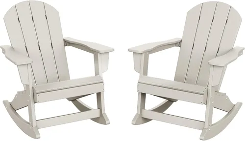 Miniatura 29 de HDPE Laguna Silla mecedora Adirondack de polietileno para exteriores (juego de 2), color negro