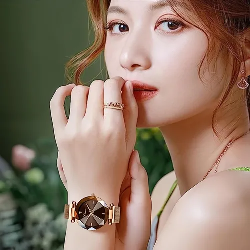 Miniatura 2 de MASTOP Reloj de pulsera de pulsera de acero inoxidable con correa magnética de cara de cristal para mujer