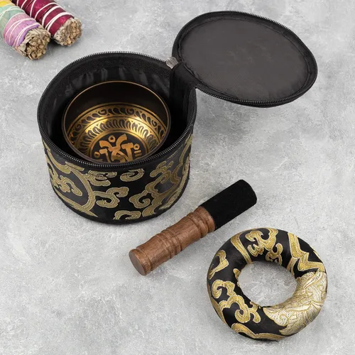 Miniatura 9 de Juego de cuencos tibetanos de 4 pulgadas, hecho a mano en Nepal con estuche de almacenamiento, cuenco de sonido de meditación para sanación
