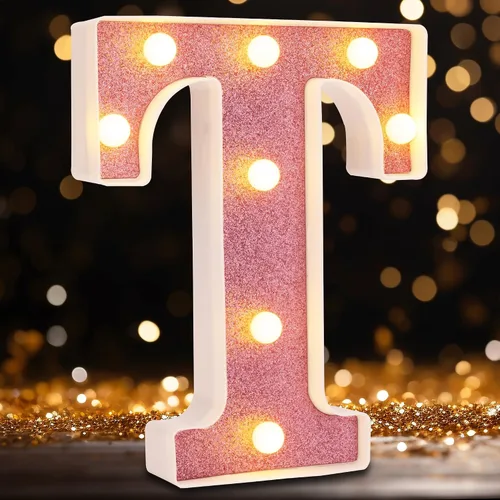 Miniatura 18 de Letras pequeñas de marquesina LED, letras iluminadas, letras LED de 8.58 pulgadas, letrero iluminado a pilas para mesa, fiesta, cumpleaños