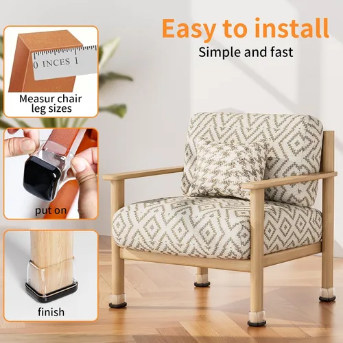 Miniatura 3 de Ezprotekt Deslizadores de patas de silla para alfombra, 8 piezas rectangulares para alfombras, almohadillas para muebles, tapas protectoras de patas