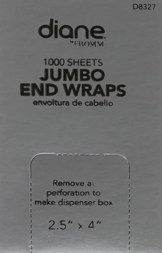 Miniatura 2 de Diane by Fromm Jumbo End Wraps – Paquete de 1000 envolturas para peinar el cabello en salón o en casa – Grande – 2.5 x 4 pulgadas – Blanco – D8327
