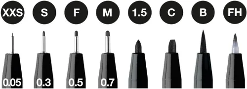 Miniatura 3 de Faber-Castell Pluma artística PITT con tinta india - paquete de 8 - color 199 negro - XXS, S, F, M, B, C, 1.5, Fude Hard, (167158)