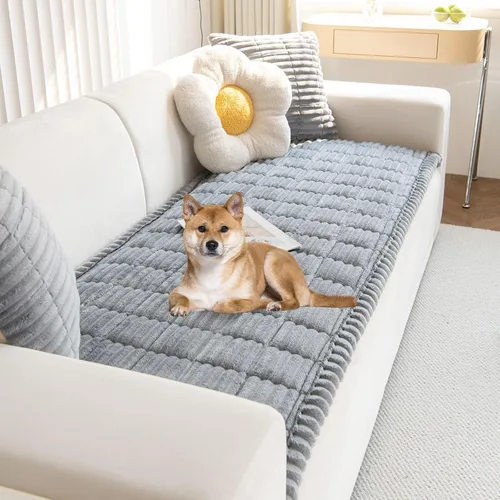 Miniatura 9 de Funda protectora de piel sintética para perro, funda de sofá de felpa suave y mullida para perros, lavable, antideslizante, manta para mascotas