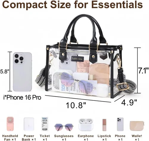 Miniatura 3 de PACKISM Bolsa transparente aprobada para estadios, bolsa transparente para eventos de estadio con bolsa interior, perfecta para eventos deportivos