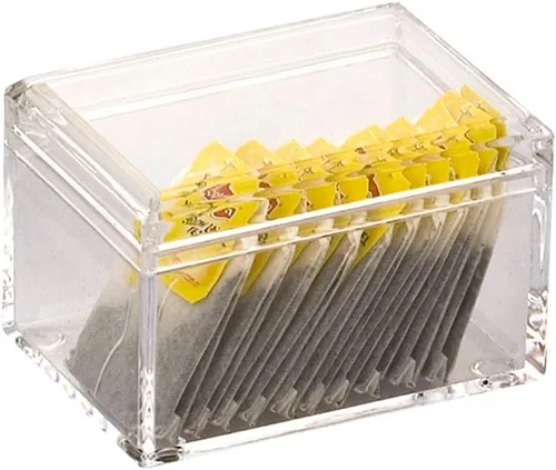 YTBH-08328 - Organizador de bolsas de té de acrílico, caja de té, soporte con tapa para bolsas de té, café, paquetes pequeños, edulcorantes