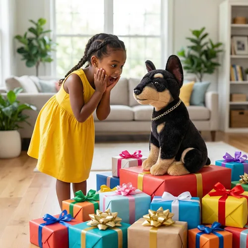 Miniatura 5 de Juguete realista de peluche de perro Doberman – Simulación de 12 pulgadas de pie Doberman noble mascota perro de peluche modelo de cachorro
