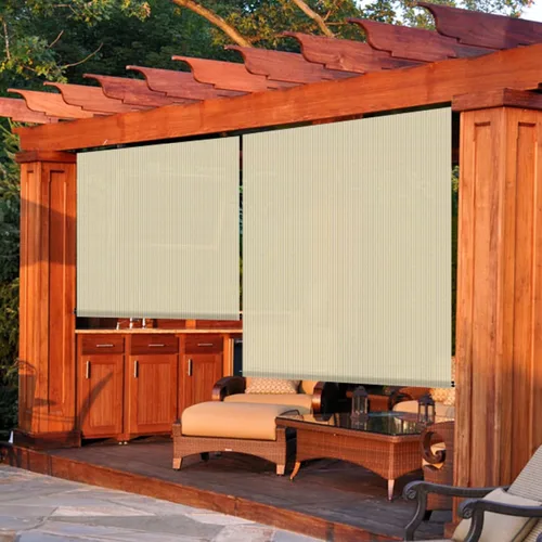 Miniatura 6 de ECOOPTS Persiana Enrollable para Exteriores, Persiana Enrollable para Patio, Porche, Patio Trasero, Cenador, Terraza, Balcón (1.2m A x 1.8m L, Beige)