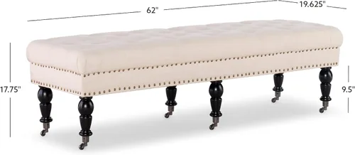 Miniatura 3 de Linon Isabelle - Banco de cama, 62 pulgadas, acabado espresso oscuro Natural