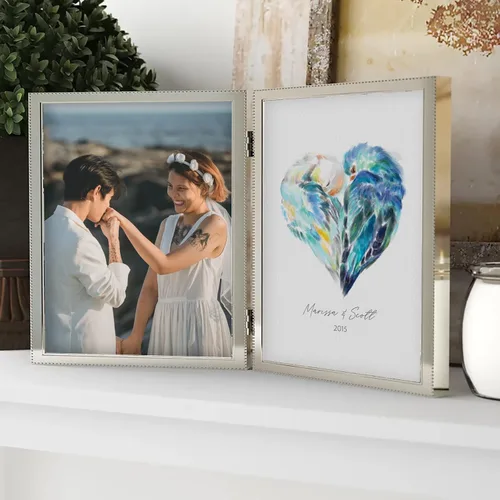 Miniatura 5 de Triple Studio Regalo de boda personalizado, impresión artística de pájaro con nombre y fecha personalizados, celebración de aniversario para novio