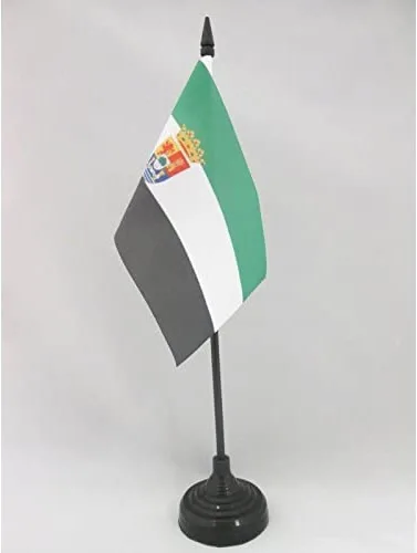 Miniatura 45 de Bandera de mesa de Andalucía 4'' x 6'' - Bandera de escritorio de la región española de Andalucía 5.9 x 3.9 in - Barra y base de plástico negro - AZ
