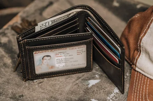 Miniatura 4 de HOJ Co BASS FISH - Cartera plegable con identificación abatible Cuero de grano completo con pulido a mano Cartera de cuero para hombre Regalo