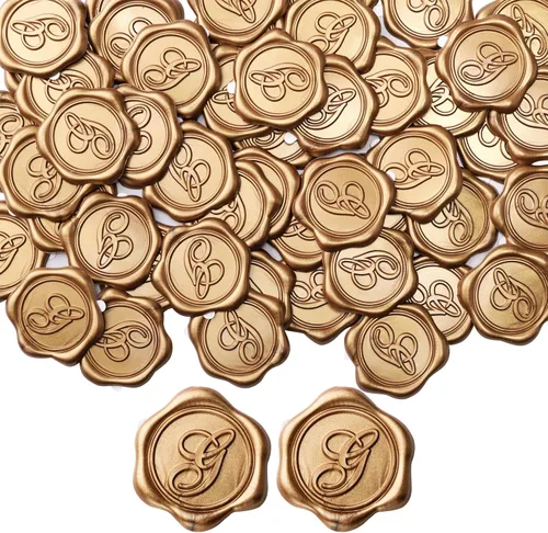 Miniatura 31 de Yoption - Pegatinas de sello de cera con letra inicial del alfabeto L, paquete de 100 unidades, autoadhesivas, estilo antiguo dorado, para sobres