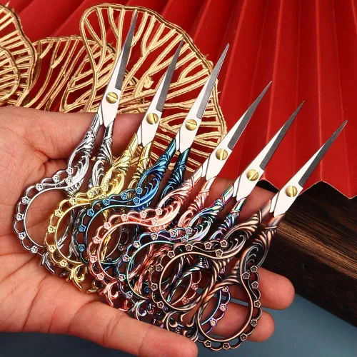 Miniatura 6 de Jasni Tijeras de Bordado Bonitas de 5 Pulgadas Pequeñas para Costura y Artesanía Acero Inoxidable Mango Vintage de Flor de Durazno para Herramientas