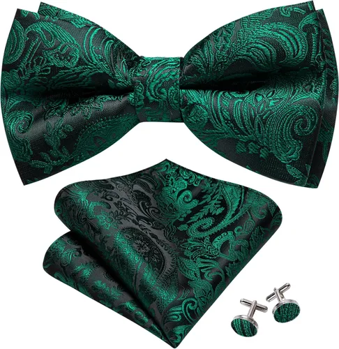 Miniatura 59 de Barry.Wang Conjunto de chaleco de pajarita para hombre, chaleco con cuello en V de seda jacquard de cachemira, gemelos de pañuelo formal/ocio, boda