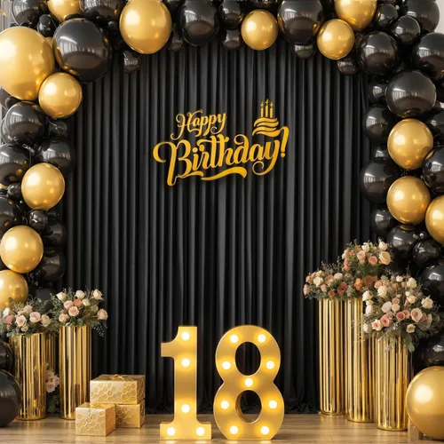 Cortina tipo telón de fondo negro de 10 x 10 pies para fiestas, sin arrugas, paneles de telón de fondo para fiesta de cumpleaños, boda, fotografía,