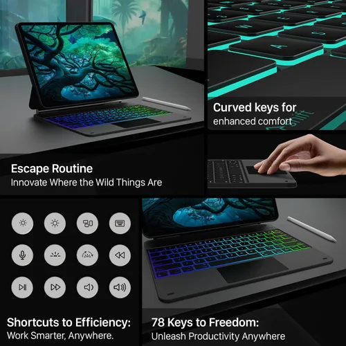Miniatura 7 de typecase Funda de Teclado Edge para iPad Air de 13 pulgadas (M3/M2, 2025/2024) y iPad Pro de 12.9 pulgadas (6ª/5ª/4ª/3ª generación), Teclado Magic