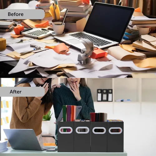 Miniatura 5 de Organizador de archivos colgante, organizador de carpetas de archivos de cartón para tamaño carta, caja de almacenamiento de documentos