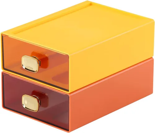 Miniatura 19 de Amplios cajones de escritorio, organizador de escritorio apilable, caja de almacenamiento de plástico para oficina, escuela y suministros para el 4