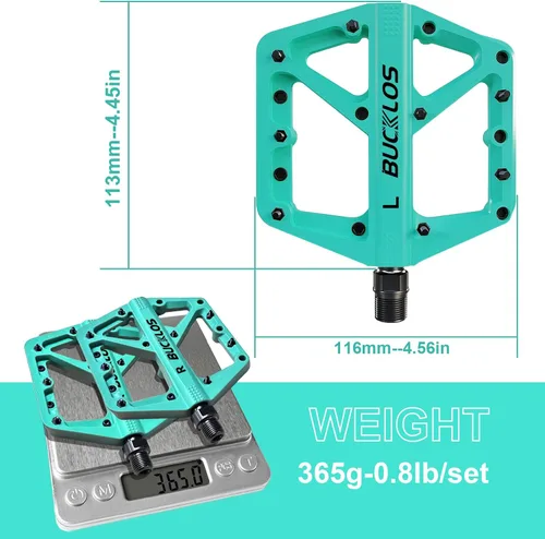 Miniatura 6 de BUCKLOS Pedales de Bicicleta de Montaña MTB Pedales Planos, Bicicleta de Carretera para Adultos Plataforma Grande Pedal Antideslizante de Nylon
