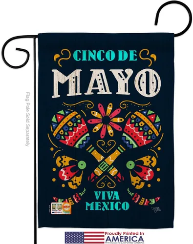 Miniatura 4 de Breeze Decor Cinco de Mayo Viva México - Juego de banderas de jardín para fiesta de verano, cactus, piñata, sombrero, fiesta mexicana, pequeña