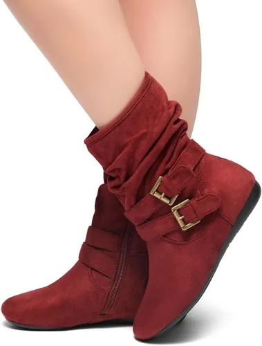Miniatura 5 de Herstyle Lindell Botas de pantorrilla de tacón plano para mujer, con cremallera lateral, botines de tobillo