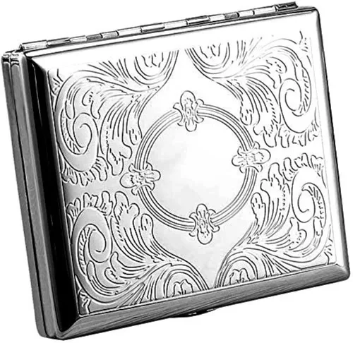 Miniatura 5 de Estuche para cigarrillos retro estilo victoriano de metal para tamaño regular, king y 100, tarjetero de bolsillo de seguridad, grande