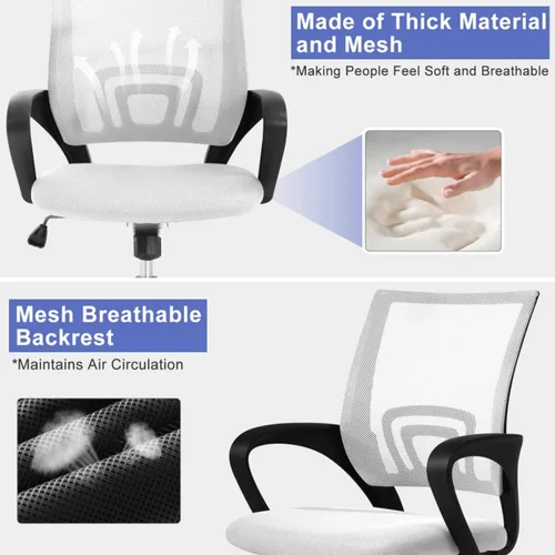 Miniatura 6 de Silla de oficina ergonómica de malla, silla de computadora con soporte lumbar y reposabrazos, silla de escritorio ajustable para computadora