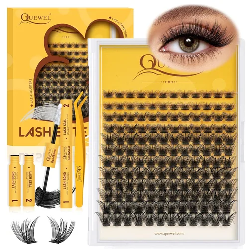 Miniatura 73 de QUEWEL Kit de extensión de pestañas DIY, racimos de pestañas 3D con 280 piezas, racimos de pestañas mixtas de 10-16 mm (30+40+50D), pinzas