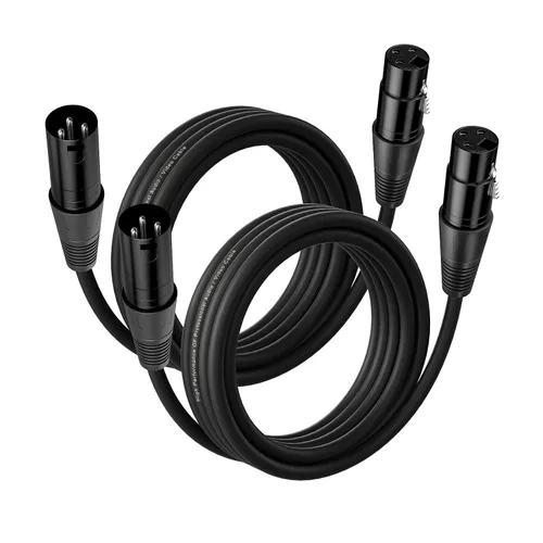 Miniatura 19 de Cable XLR de 1.5 pies, 6 unidades, cables de micrófono, cable de altavoz de micrófono equilibrado de alta calidad con cable XLR macho a hembra DMX