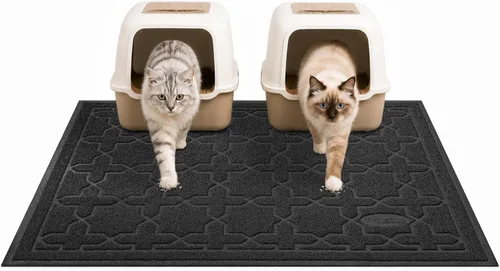 Miniatura 10 de Yimobra Tapete de arena para gatos, 24"x20" tapete con malla de bloqueo de arena, tapete suave para arena para gatos tapete atrapa arena, fácil