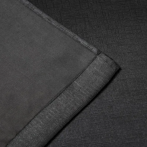 Miniatura 6 de Bujasso Cortinas de jacquard negras con bolsillo para barra, pestaña trasera y lazos de lujo, cortinas aisladas térmicamente para oscurecer