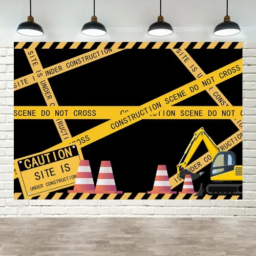 Miniatura 6 de Telón de fondo con temática de construcción para fiesta de cumpleaños temática de construcción, MEETSIOY Dump Truck Digger Zone, fiesta