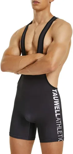 Enterizo deportivo sin mangas para hombre de lucha libre activa, para partidarios atléticos, ajustado, leotardo 05-negro
