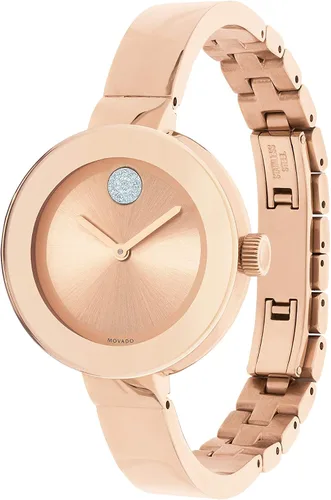 Miniatura 3 de Movado Brazalete BOLD para mujer de oro rosa con esfera plana de rayos solares, doradorosa (modelo 3600202)