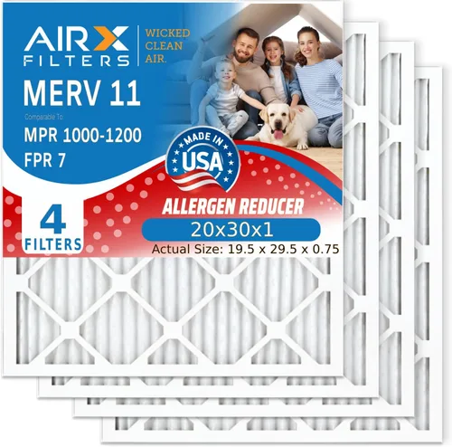Miniatura 6 de AIRX FILTERS WICKED CLEAN AIR. Filtro de aire 10x20x1 MERV 11 electrostático plisado filtro de aire acondicionado paquete de 4 filtros de horno HVAC