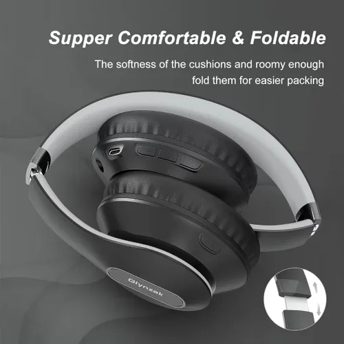 Miniatura 3 de Auriculares Bluetooth Inalámbricos Sobre La Oreja 65H Tiempo De Reproducción Auriculares HiFi Estéreo Con Micrófono Y 6 Modos De EQ Auriculares Gris