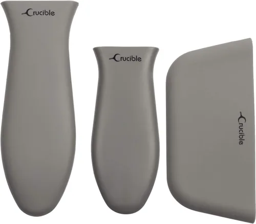 Miniatura 26 de Crucible Cookware Soportes de silicona para mango caliente (negro, paquete de 2 grandes)