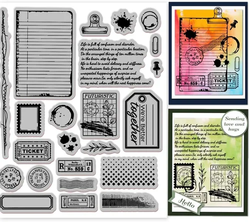 Miniatura 13 de GLOBLELAND Diario de arte con fondo de goma, sello de soporte de arte, sellos de guión para hacer tarjetas y álbumes de fotos, decoración y álbum