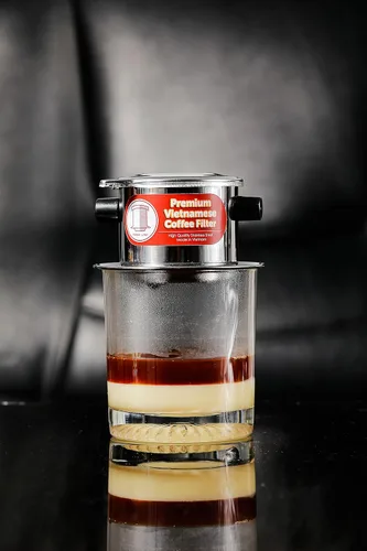 Miniatura 2 de Juego de filtros de café vietnamita También se le conoce como cafetera vietnamita o prensa extragrande, Acero inoxidable